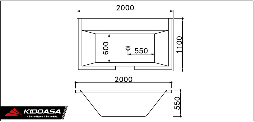 Bản vẽ kỹ thuật của bồn tắm CAESAR MT7520