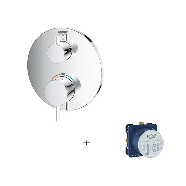 Mặt Bộ Trộn Âm Ổn Nhiệt Grohe Atrio 24135003 + 35600000 Gắn Tường