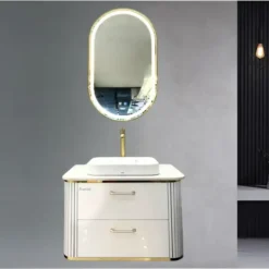 Combo tủ chậu tủ gương Fratini kèm vòi và siphon 390301358052/39061860100/39040305GL/39070306