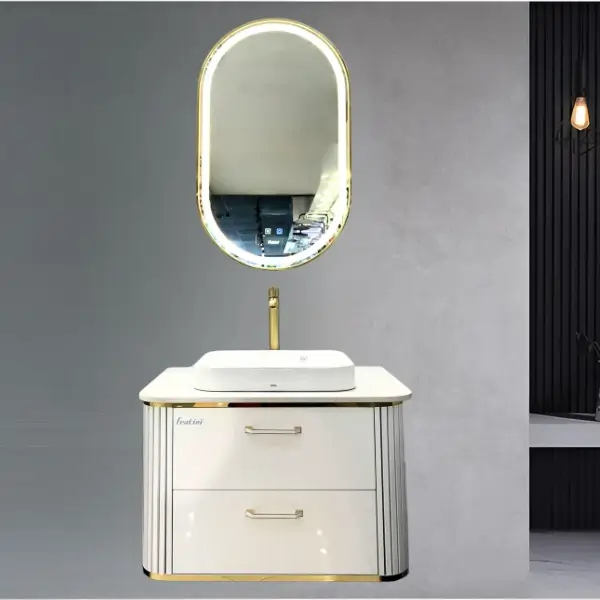 Combo tủ chậu tủ gương Fratini kèm vòi và siphon 390301358052/39061860100/39040305GL/39070306