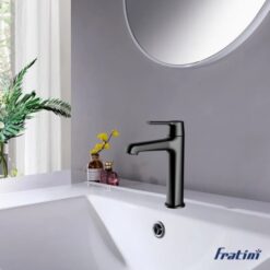 Vòi chậu rửa mặt dáng tiêu chuẩn Fratini Milano Black model 39040130BK