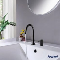 Vòi rửa mặt lắp bàn đá nóng lạnh Fratini Milano black model 39041721BK