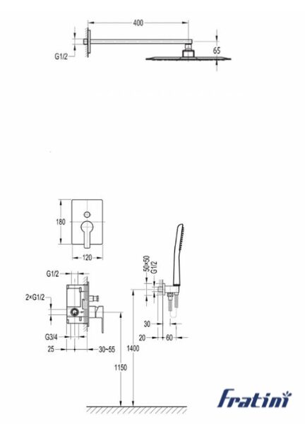 Sen cây tắm âm tường Fratini Milano Model 39050610 - Ảnh 9