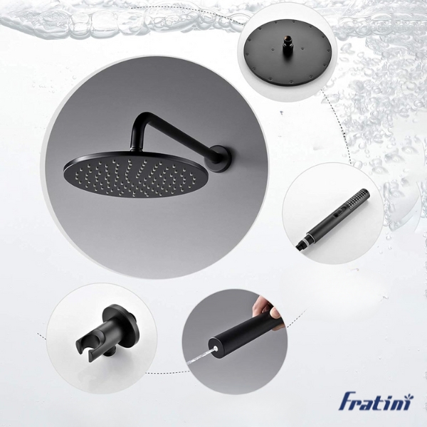 Sen cây tắm âm tường nhiệt độ Fratini Milano Black model 39050626BK - Ảnh 5