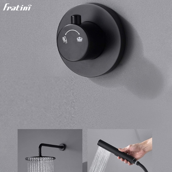 Sen cây tắm âm tường nhiệt độ Fratini Milano Black model 39050626BK - Ảnh 6