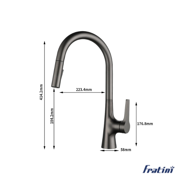 Vòi bếp dây rút Fratini Sorrento Grey model 39090901GY - Ảnh 5