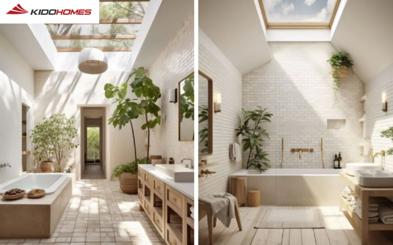 Ánh sáng và thông gió đầy đủ để không gian phòng tắm thoáng đãng, trong lành