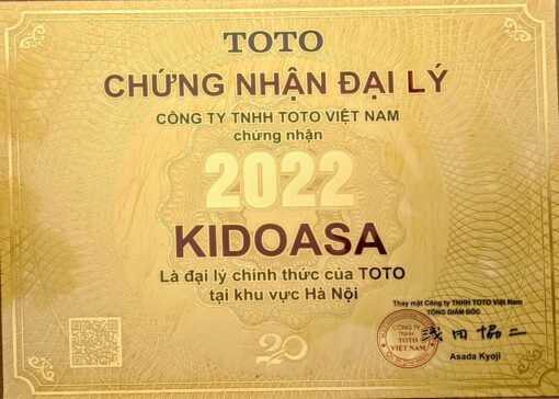 Các chứng nhận và giải thưởng KIDOHOMES đặt được khi là đại lý phân phối chính thức của TOTO Việt Nam tại Hà Nội