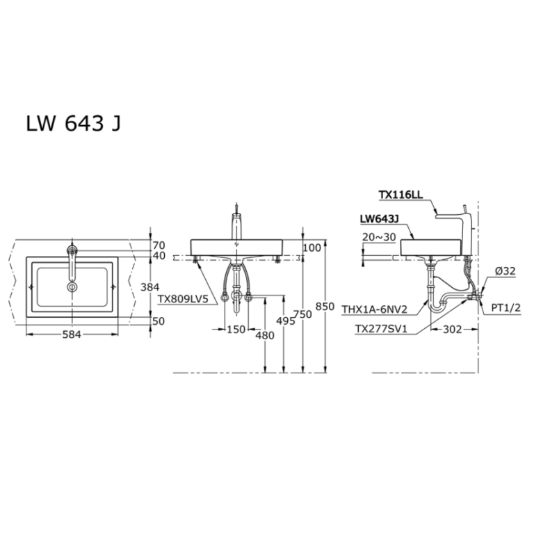 Chậu rửa mặt đặt bàn TOTO LW643JW/F