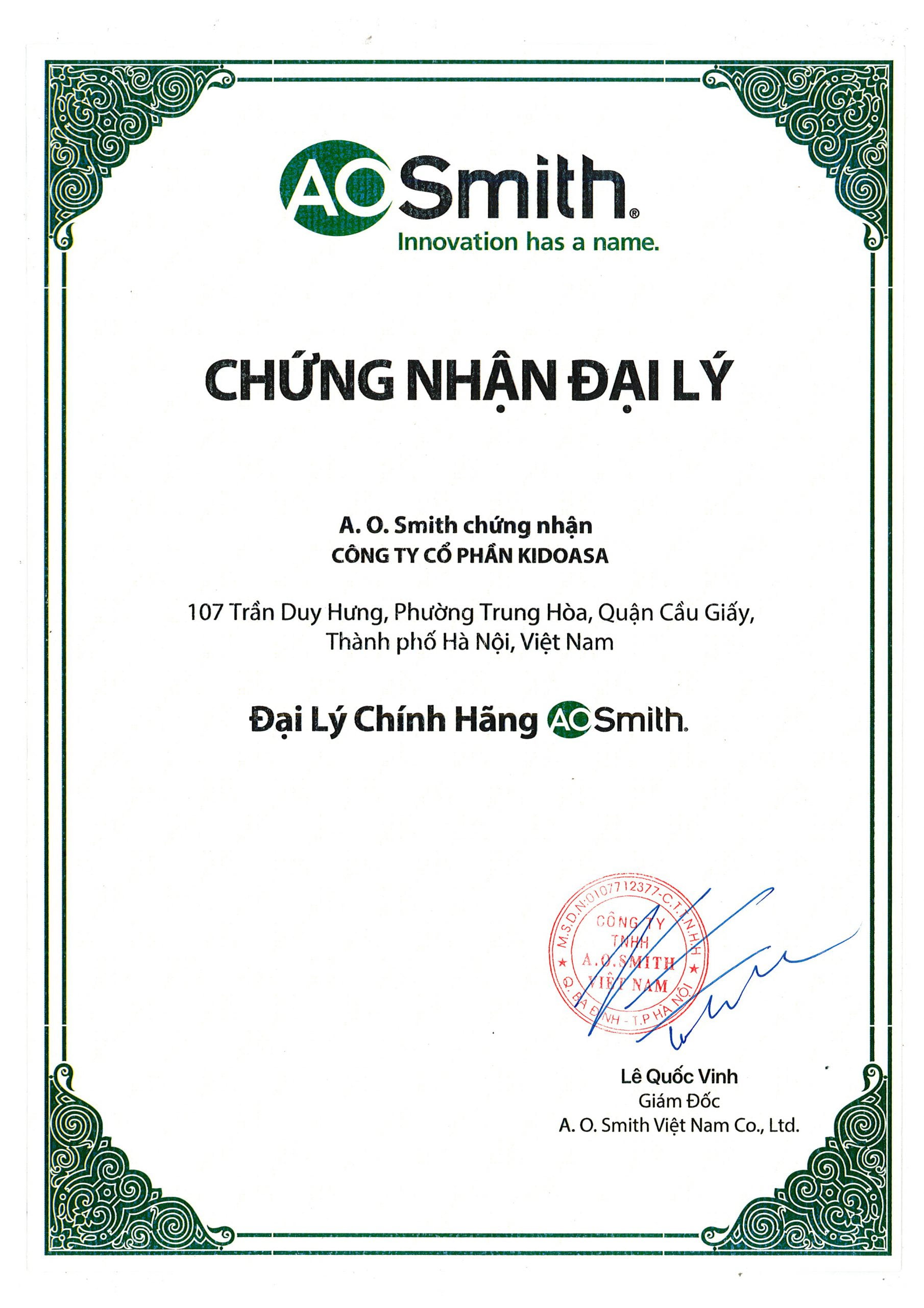 kidoasa đại lý ủy quyền của AO smith