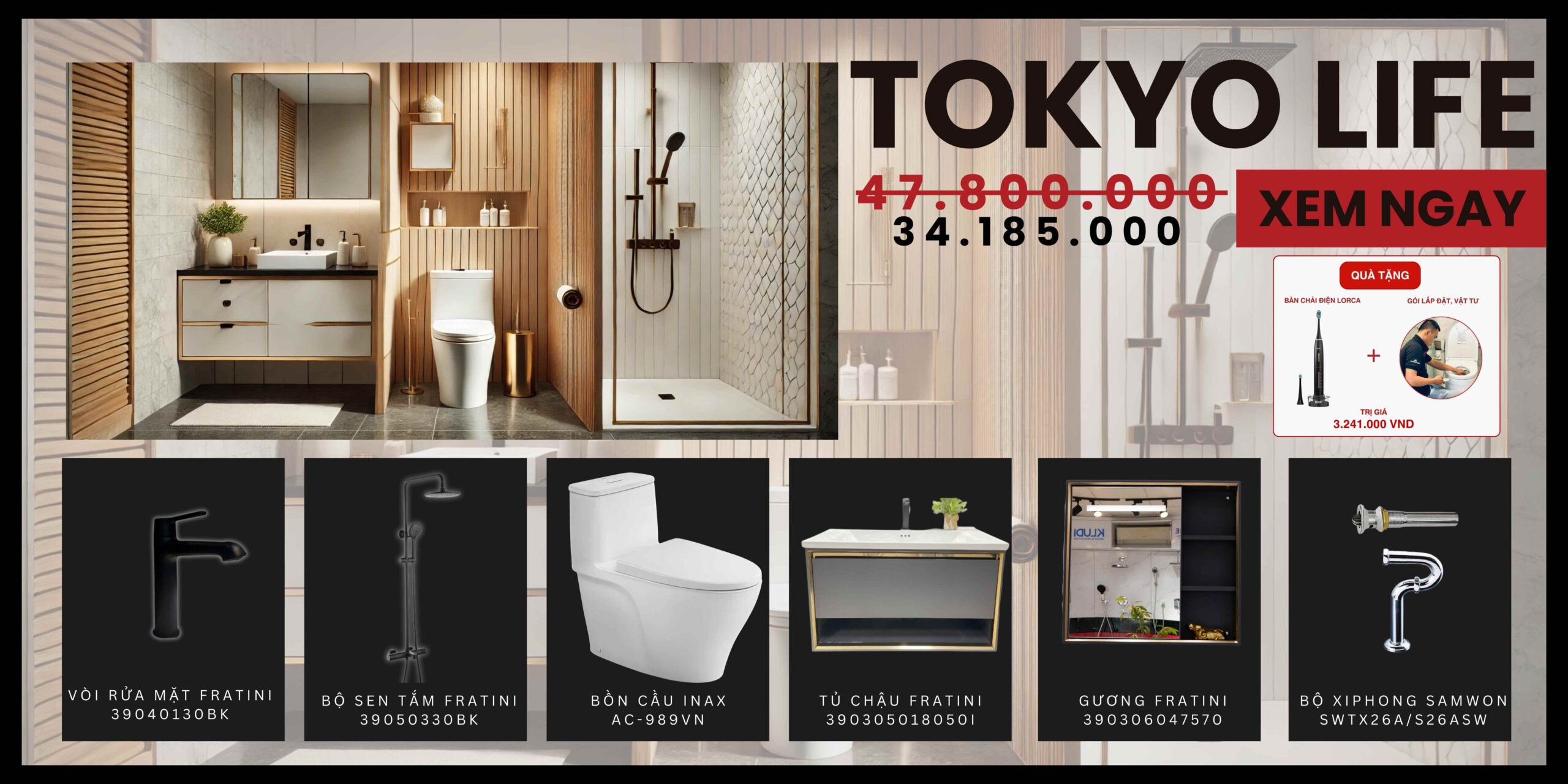 Combo thiết bị vệ sinh Tokyo Life
