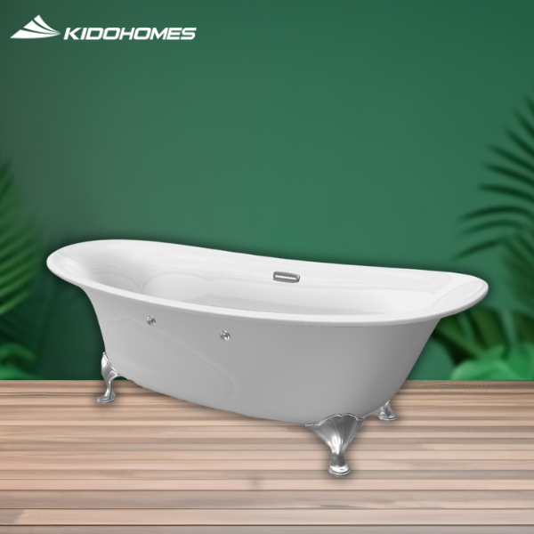 Bồn tắm ngọc trai không có tay vịn, chân mạ bạc PPY1806PWNE#P