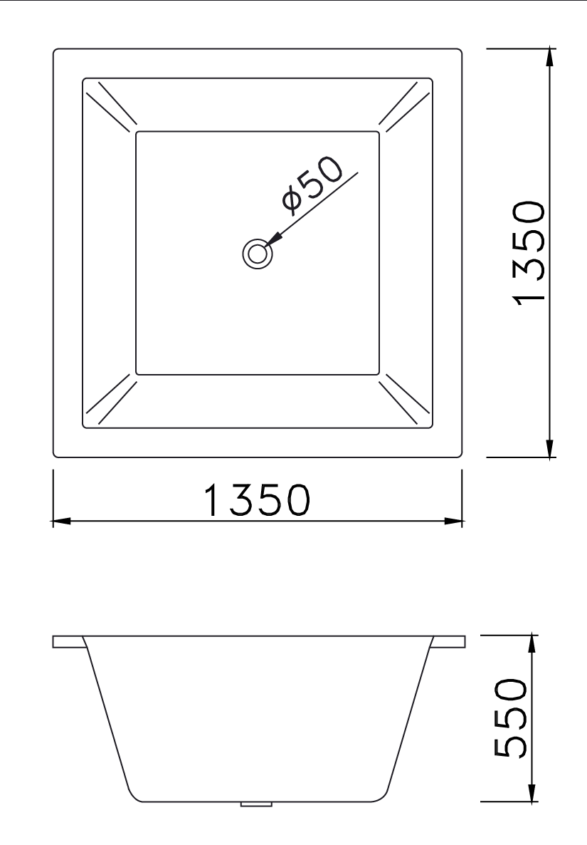 Bản vẽ kĩ thuật Bồn tắm Caesar AT7135