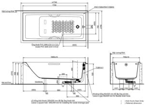 Bản vẽ kĩ thuật bồn tắm TOTO PAY1720V/TVBF411 