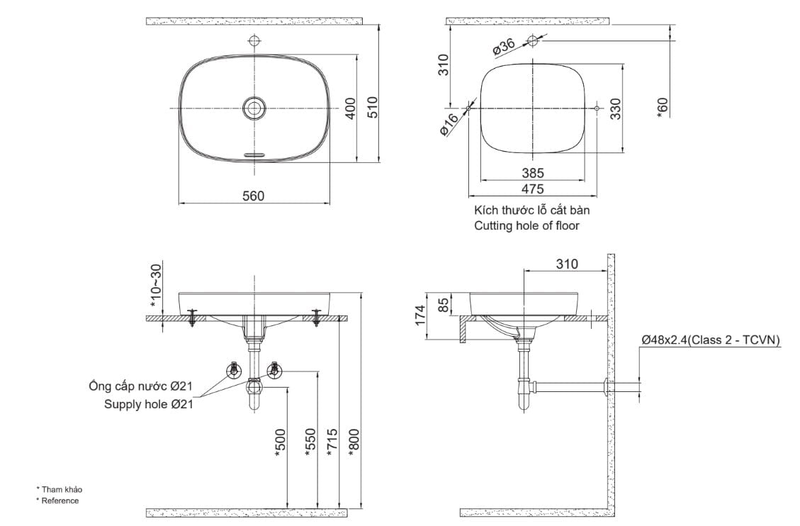 Chậu Rửa Mặt Đặt Bàn INAX AL-642V - Ảnh 2