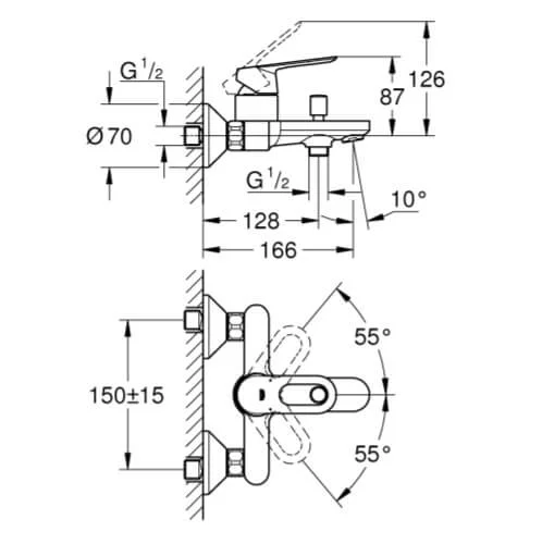 Bản vẽ kĩ thuật Bộ sen tắm Grohe 23603000/27787002