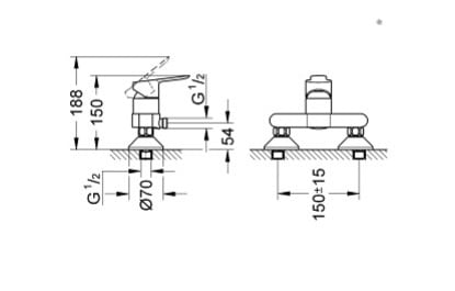 Bản vẽ kĩ thuật của Bộ trộn sen BauEdge 32821000