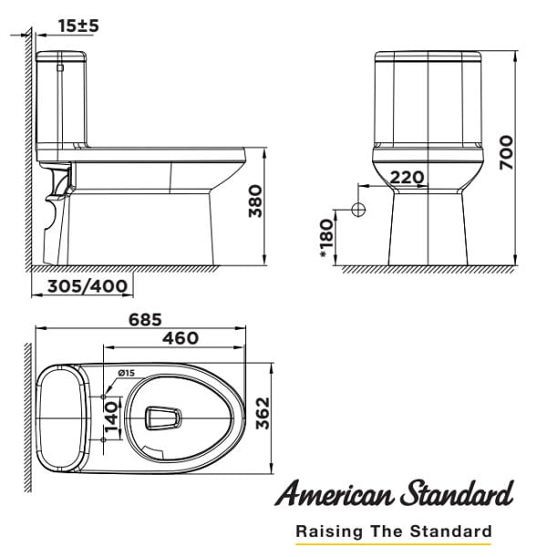 Bản vẽ kĩ thuật của Bồn cầu American Standard  2045-WT