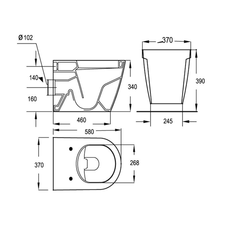 Bản vẽ kĩ thuật Bồn cầu American Standard 3116-WT