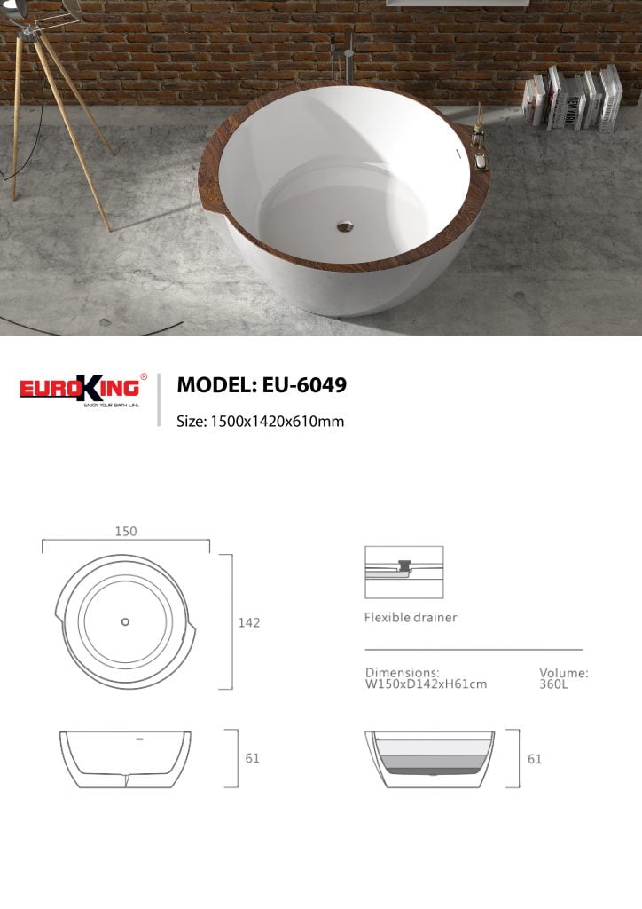 Bản vẽ kĩ thuật bồn tắm Euroking EU-6049