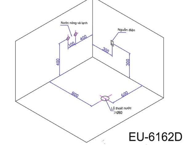 Bản vẽ kĩ thuật Bồn tắm EUROKING EU-6162D