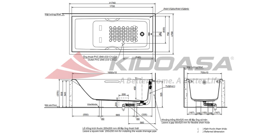 Bồn tắm TOTO PAY1720HV/TBVF411