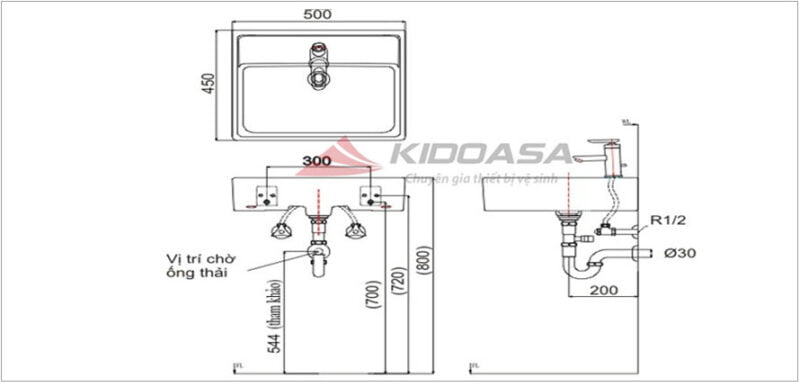 Bản vẽ kỹ thuật chậu đặt bàn  INAX AL-293V