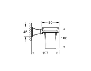 Bản vẽ kĩ thuật của Kệ cốc đơn gắn tường Grohe 40626IG0