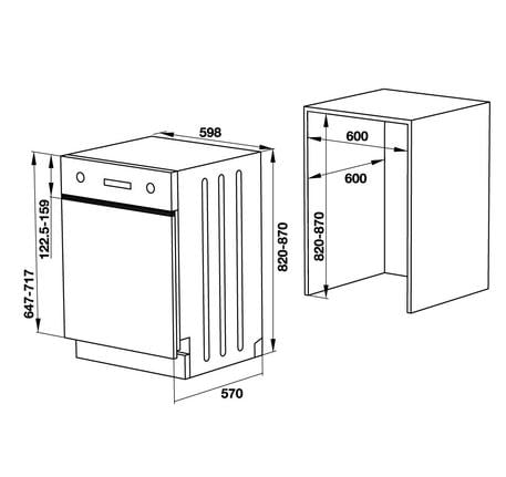 Bản vẽ kỹ thuật của máy rửa bát Hafele HDW-HI60C 533.23.120