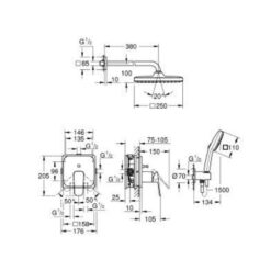 Bộ sen âm tường GROHE Cubeo Tempesta 250 1053360000 - Ảnh 4