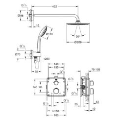 Bộ sen âm tường GROHE Grohtherm Perfect Rainshower Cosmopolitan 210 34734000 - Ảnh 4