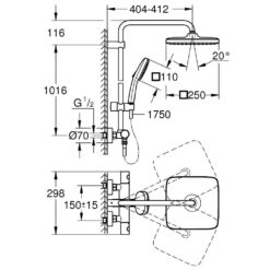 Bộ sen cây nhiệt độ GROHE Tempesta System 250 Cube 26689001 - Ảnh 5