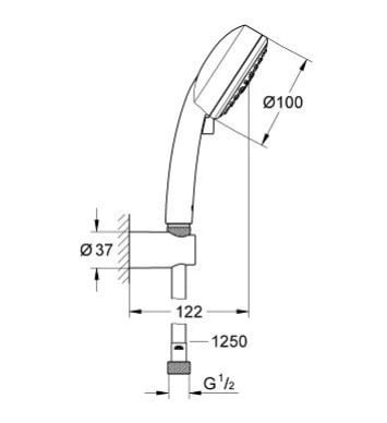 Bản vẽ kĩ thuật của Sen tay Grohe 27586001