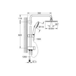 Thân sen cây GROHE Tempesta System 200 Flex 27389003 - Ảnh 3