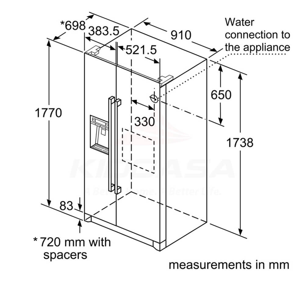 Tủ lạnh BOSCH 2 cánh Side by Side SIDE KAI90VI20G - Ảnh 3