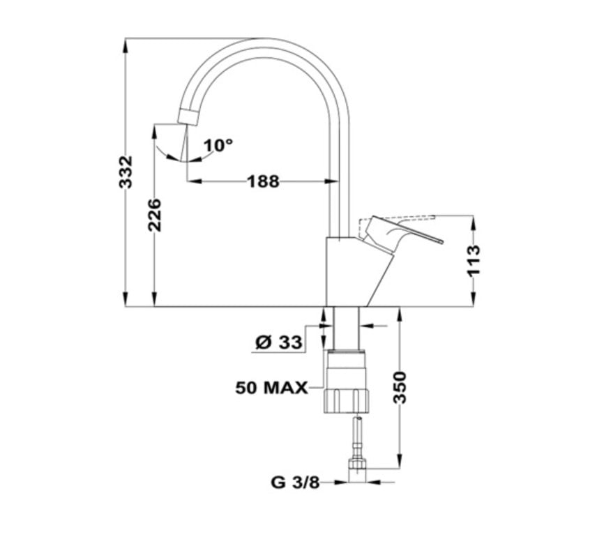 Bản vẽ kĩ thuật của Vòi rửa bát TEKA Sink faucet MTP 995