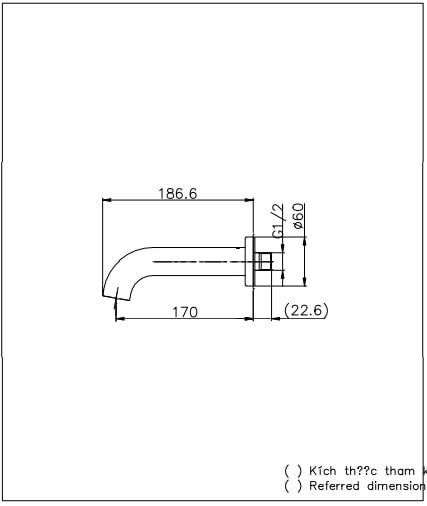 Bản vẽ kĩ thuật của Vòi xả bồn tắm TOTO TBG11001B