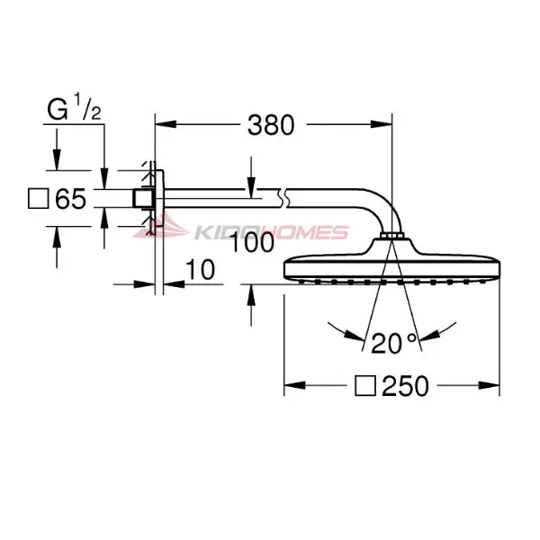 Thông số kỹ thuật của bát sen GROHE Tempesta Cube 250 26687000