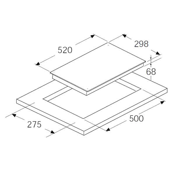 Bản vẽ kĩ thuật của bếp từ Hafele 536.01.670 (HC-I302B)