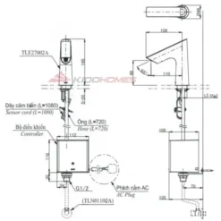 Thông số kỹ thuật của bộ điều khiển vòi cảm ứng TOTO TLE01502V/TLN01102A