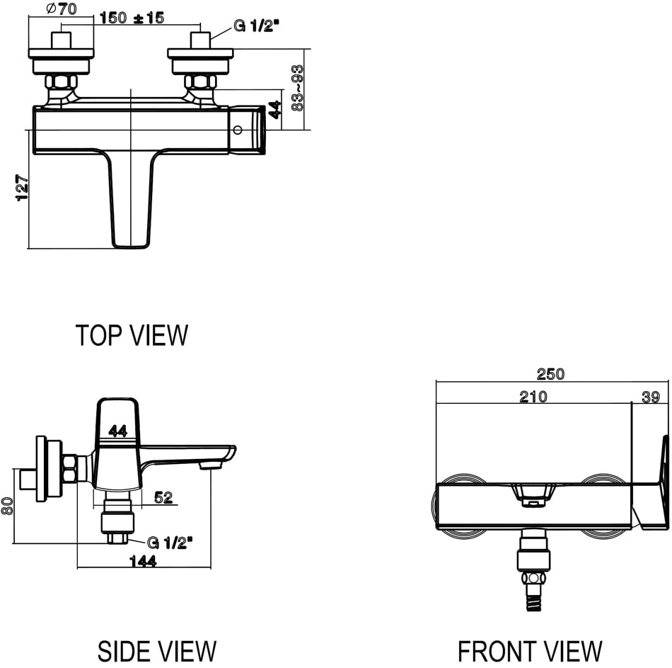 Bản vẽ kỹ thuật bộ sen tắm American Standard WF-6911