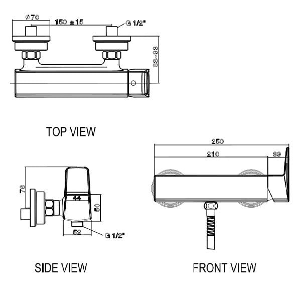 Bản vẽ kỹ thuật bộ sen tắm American Standard WF-6912