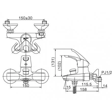 Bản vẽ kỹ thuật bộ sen tắm Inax  BFV-103S