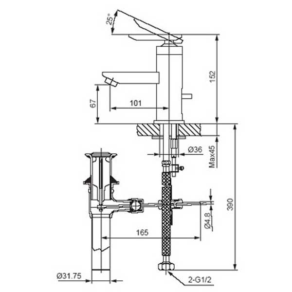 Bản vẽ kỹ thuật bộ sen tắm Inax BFV-4000S