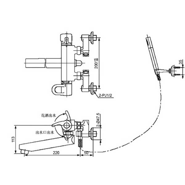 Bản vẽ kỹ thuật bộ sen tắm Inax BFV-8145T-5C