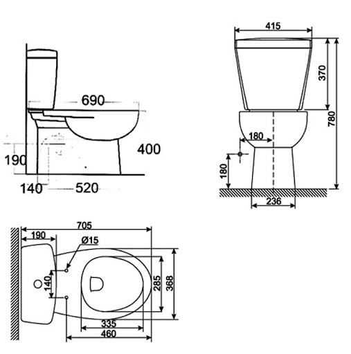 Bản vé kỹ thuật bồn cầu american standard 