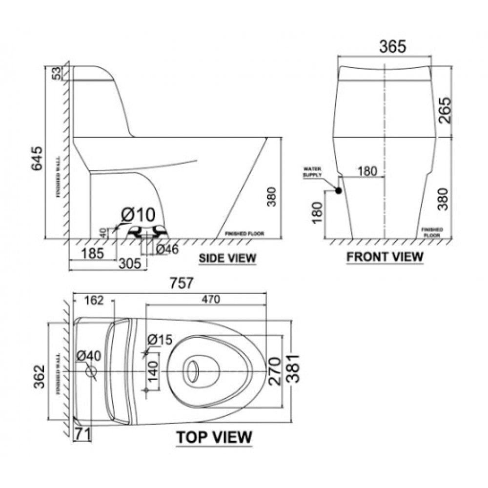 Bản vẽ kỹ thuật bồn cầu american standard VF-2010 