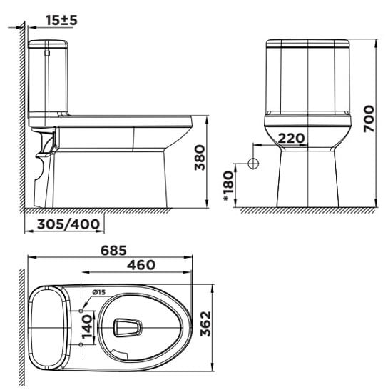 Bản vẽ kỹ thuật của Bồn cầu American Standard WP-2073