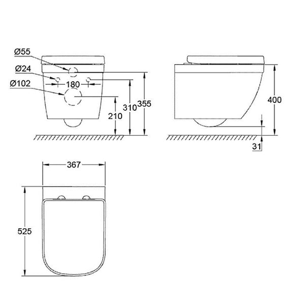 Bản vẽ kỹ thuật bồn cầu Inax 39205000