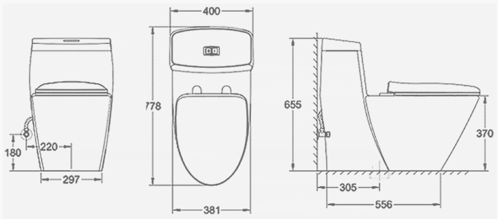 Bản vẽ kỹ thuật bồn cầu Grohe 39316000